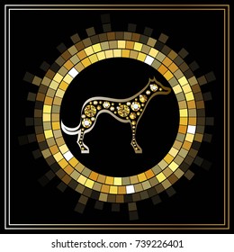 Illustration of earth dog, symbol of 2018. Silhouette of hound. Vector element for New Year's design.