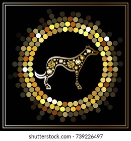Illustration of earth dog, symbol of 2018. Silhouette of hound. Vector element for New Year's design.
