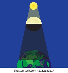 Illustration of the earth during a total solar eclipse