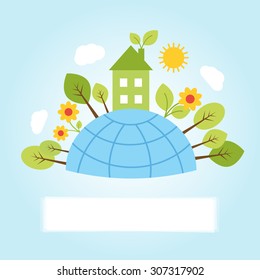 Illustration of Earth and eco house - ecology concept