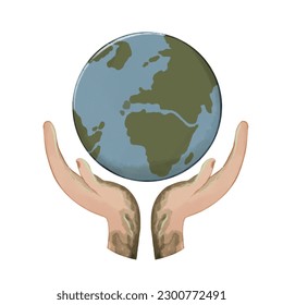 Illustration of earth with embracing hands for world environment day