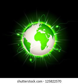 illustration of earth with glowing light effect