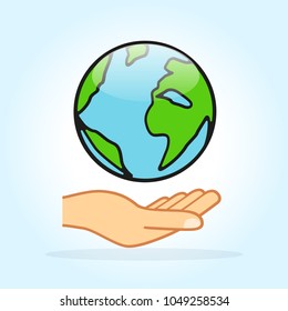 Illustration of earth in hand concept design