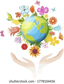 illustration of a earth and hands