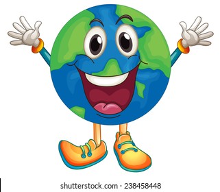 Illustration of an earth with happy face
