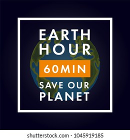 Illustration of Earth hour. 25 march. Our planet sleeps. Flat design vector illustration for web banner, web and mobile, infographics. 