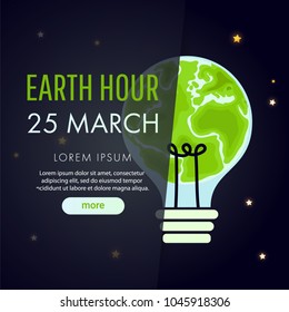 Illustration of Earth hour. 60 minutes.  Flat design vector illustration for web banner, web and mobile, infographics. Vector