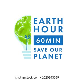 Illustration of Earth hour. Save our planet. Flat design vector illustration for web banner, web and mobile, infographics. Vector