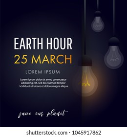 Illustration of Earth hour. Save our planet. Flat design vector illustration for web banner, web and mobile, infographics. Vector