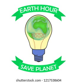 Illustration of Earth hour. Save planet. Flat design vector illustration