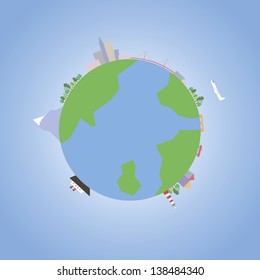 Illustration of the Earth with the infrastructure