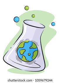 Illustration of Earth Inside a Flask for Experiment