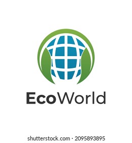 Illustration Earth and leaf environment logo icon nature simple  modern 