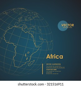 Illustration Earth Map Of Africa. Modern Business Line Vector Background