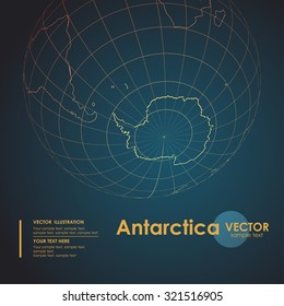 Illustration Earth map of Antarctica. Modern business line vector background