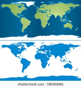 Illustration of Earth map in cylindrical Mercator projection