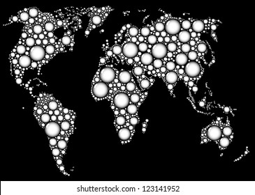 ilustración con mapa de la Tierra desde caídas en fondo negro