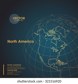 Illustration Earth map of North America. Modern business line vector background