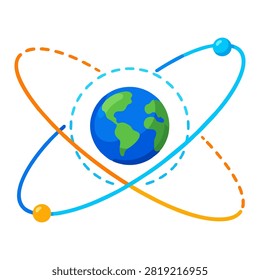Illustration of Earth orbit concept with planetary motion paths