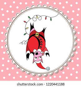 Illustration of earth pig, symbol of 2019. Funny cartoon of swine. Vector element for New Year's design.
