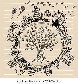 Illustration of Earth refreshing eco