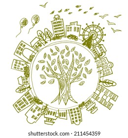 Illustration of Earth refreshing eco