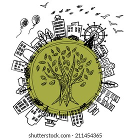 Illustration of Earth refreshing eco