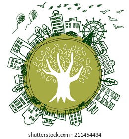 Illustration of Earth refreshing eco