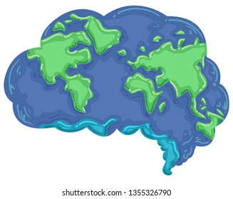 Ilustración de la Tierra modelada como un cerebro