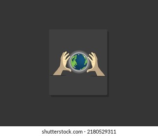 illustration of the earth shining between hands