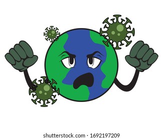 Illustration Earth That Fighting Corona Virus Stock Vector (Royalty ...