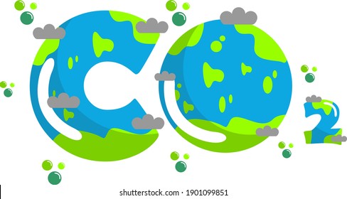 illustration of the earth that forms CO2 or carbon dioxide gas