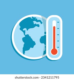 Illustration von Erde und Thermometer