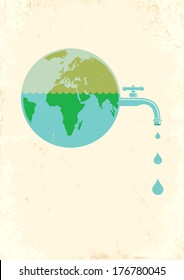 Illustration of Earth with water tap