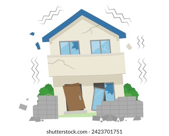 Illustration of an earthquake in a house