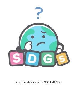 Illustration of Earth's SDGS Worried earth