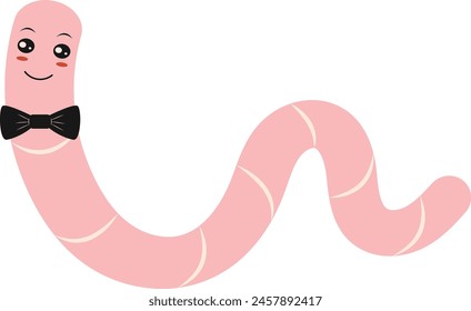 Illustration of Earthworm Cartoon Character. Isolated Vector