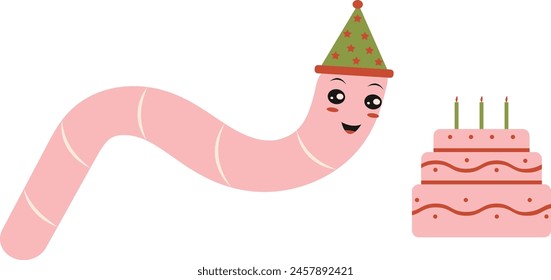Illustration of Earthworm Cartoon Character. Isolated Vector