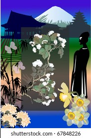 illustration with east floral composition