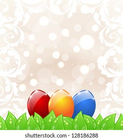 Illustration Easter background with colorful eggs - vector