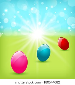 Illustration Easter background with colorful eggs - vector