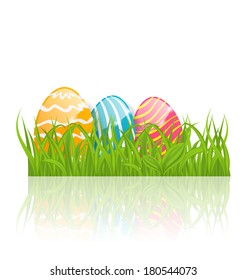 Illustration Easter background with paschal ornamental eggs  - vector