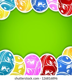 Illustration Easter background with set colorful ornate eggs - vector