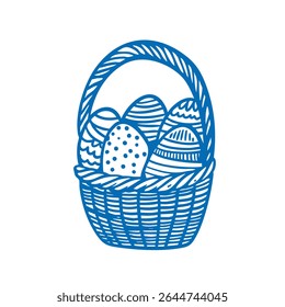 Illustratie van een paasmand gevuld met prachtig decoratieve eieren, perfect voor de vakantie
