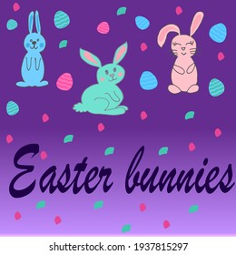 illustration of easter bunnies on a colored background