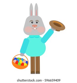 illustration Easter Bunny and basket of eggs