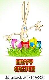 illustration of easter bunny with colorful egg