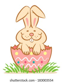 Illustration of Easter Bunny in the egg shell