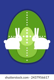 Illustration of the Easter bunny and Easter eggs