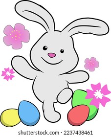illustration of easter bunny and eggs celebration